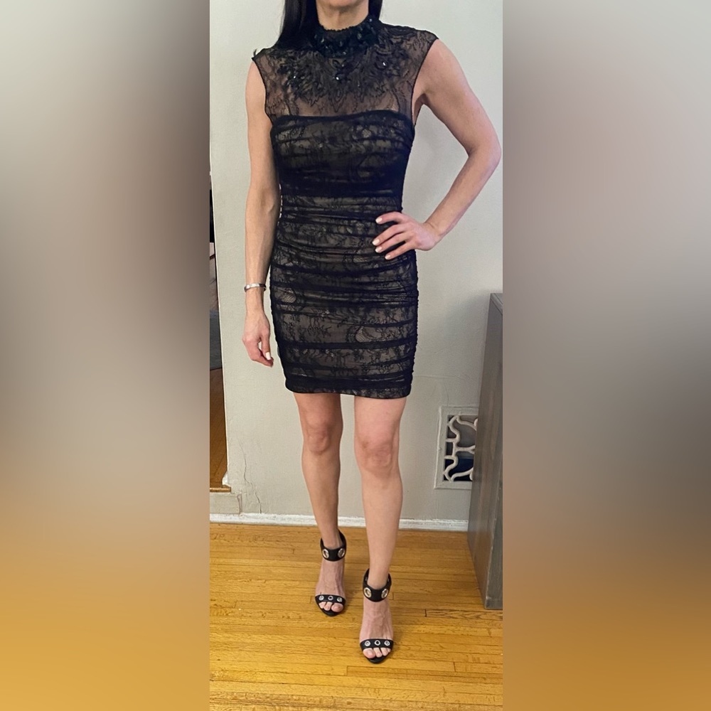 BEBE Black lace dress . Size S